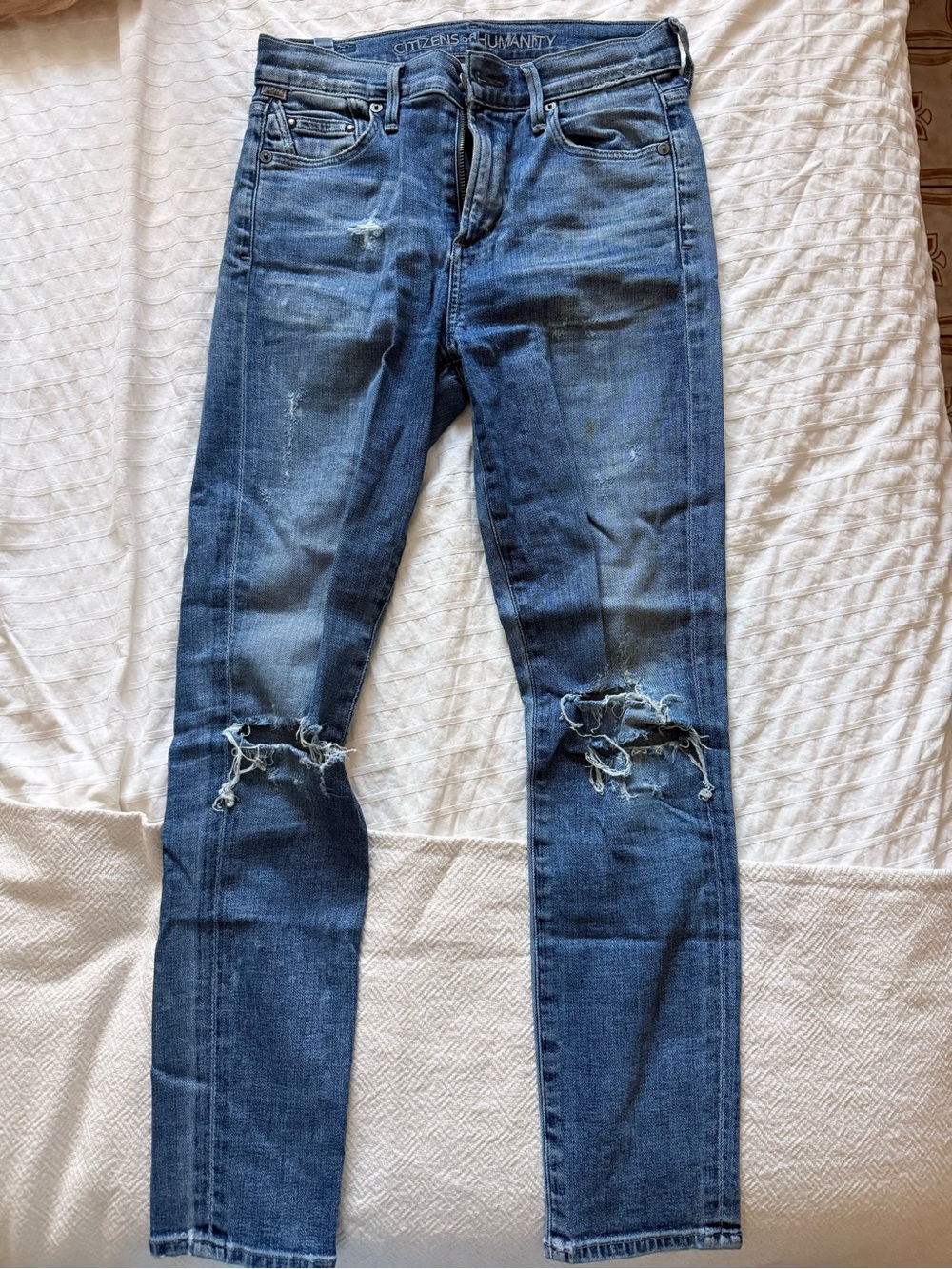 Citizens of Humanity Women's Blue Distressed Skinny Jeans